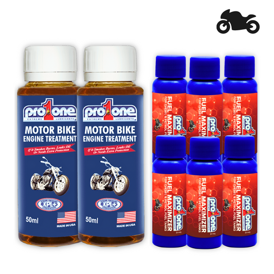 Bike Platinum Bundle - Motorbike Engine Oil Treatment - 50 ML Pack of 2 x Fuel Maximizer - 5 ML Pack of 6